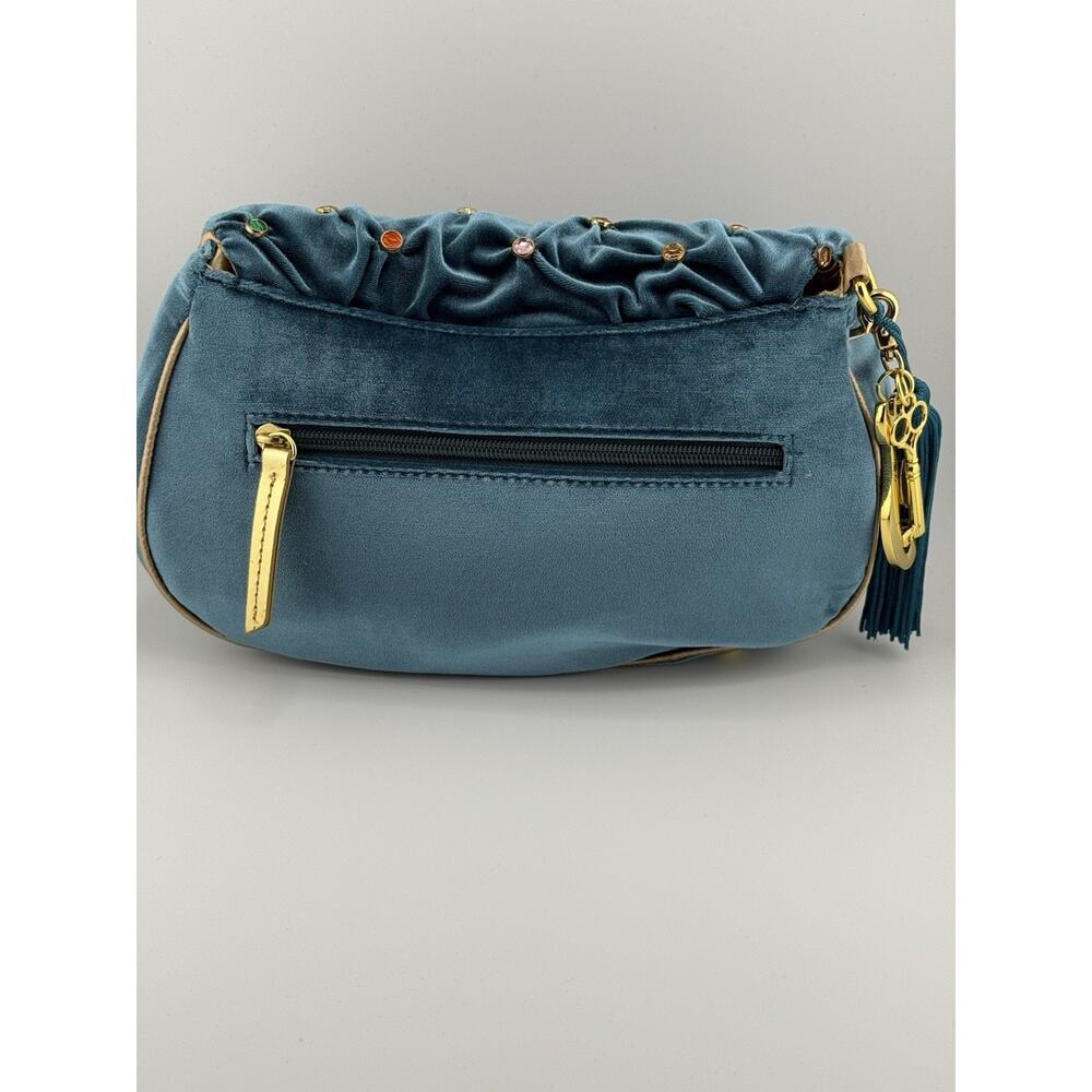 Twiggy London Velvet Bag With Colored Rhinestone Embellishments Teal - Picture 7 of 13